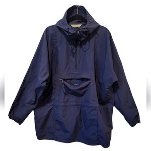 L.L. Bean Vintage Windbreaker Pullover Quarterzip Jacket Women Blue XL100% Nylon